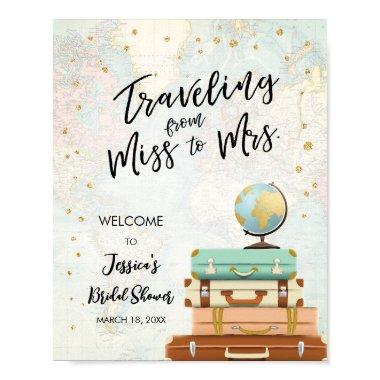 Traveling Miss to Mrs Travel Bridal Shower Welcome Poster