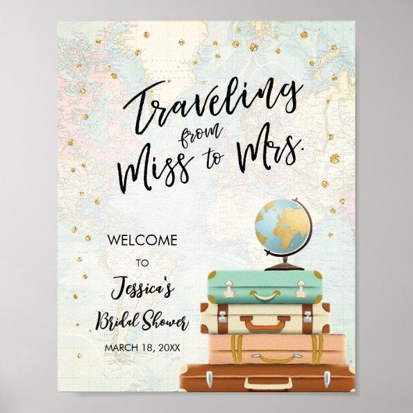 Traveling Miss to Mrs Travel Bridal Shower Welcome Poster