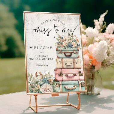 Traveling Miss to Mrs Vintage Floral  Poster
