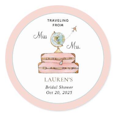 Traveling Suitcases Bridal shower Classic Round Sticker