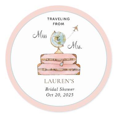 Traveling Suitcases Bridal shower Classic Round Sticker