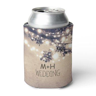 Tree Branches and String Lights Rustic Wedding Can Cooler