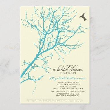 Tree Silhouette Bridal Shower Invitations (aqua)