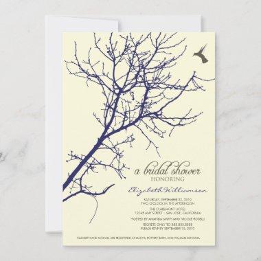 Tree Silhouette Bridal Shower Invitations (navy)