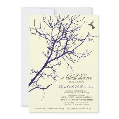 Tree Silhouette Bridal Shower Invitations (navy)