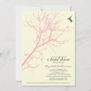 Tree Silhouette Bridal Shower Invitations (pink)