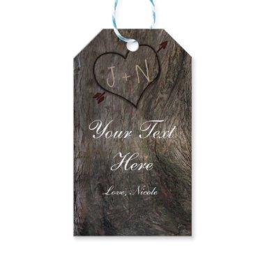 Tree Trunk + Carved Heart Rustic Gift Tag