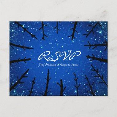 Trees In the Night Sky Rustic Wedding RSVP Card