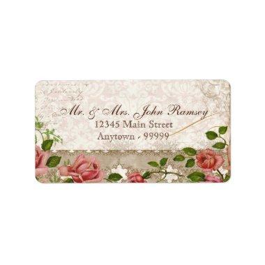 Trellis Rose Vintage Invitations Mailing Address Label