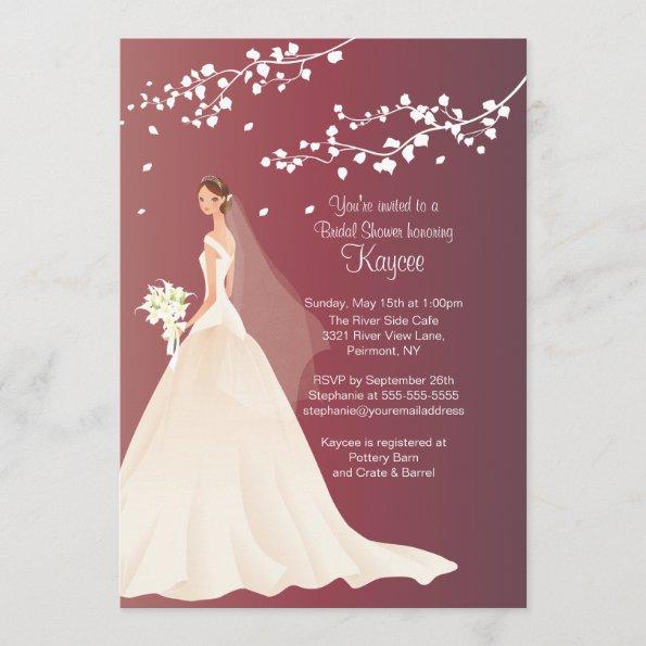 Trendy Autumn Crimson Bridal Shower Invite