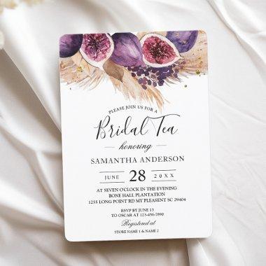 Trendy Beauty Purple Figs & Pampas Invitations