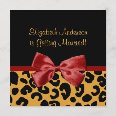 Trendy Black And Gold Leopard Print Bridal Shower Invitations