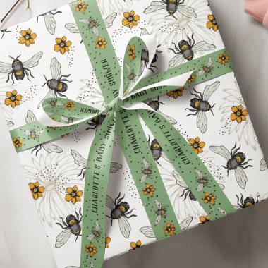 Trendy Black Buzzing Honeybee for Spring & Summer Wrapping Paper