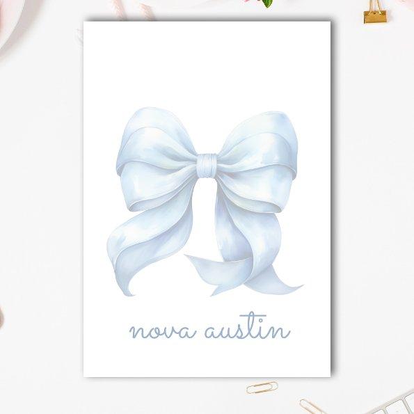 Trendy Blue Bow Personalized With Name Monogram Post-it Notes