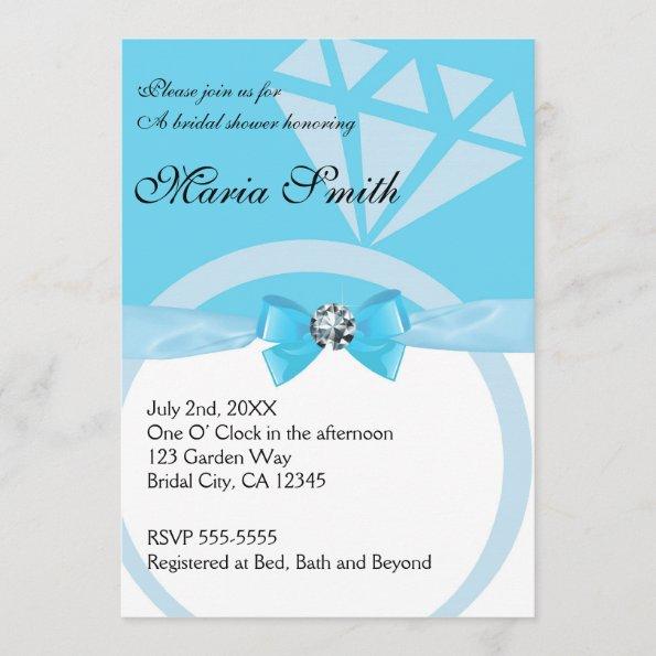 Trendy Blue Wedding Bridal Shower Invitations