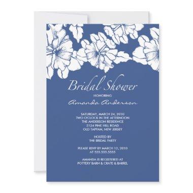 Trendy Blue & White Floral  Invite