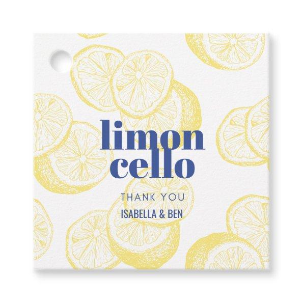 Trendy Blue Yellow Lemon Homemade Limoncello Favor Tags