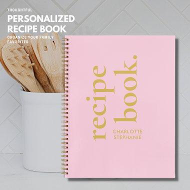 Trendy Blush Pink Blank Cook Book with Name