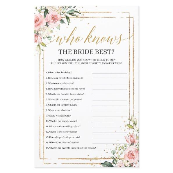 Trendy blush pink floral who knows the bride best