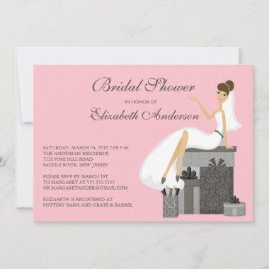Trendy Bride Bridal Shower Invitations Peach Pink