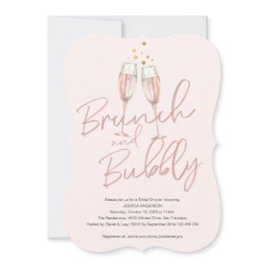 Trendy calligraphy brunch and bubbly bridal shower Invitations