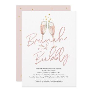 Trendy calligraphy brunch and bubbly bridal shower Invitations