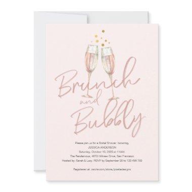 Trendy calligraphy brunch and bubbly bridal shower Invitations