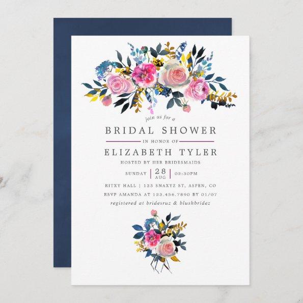 Trendy Colorways Watercolor Floral Bridal Shower Invitations