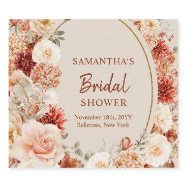 Trendy copper hydrangea and roses autumn liquor bottle label