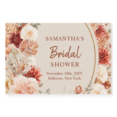Trendy copper hydrangea and roses autumn liquor bottle label