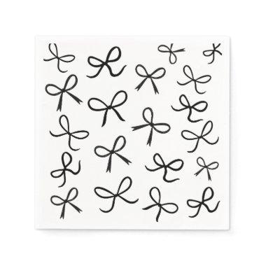 Trendy Cute Little Black Bows White Napkins
