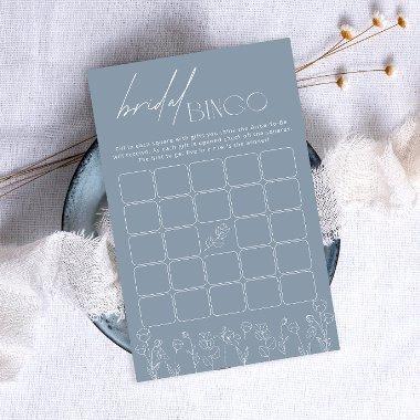 Trendy Dusty Blue Floral Bridal Shower Bingo Game