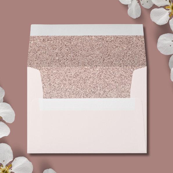 Trendy Faux Glitter Rose Gold Elegant Envelope