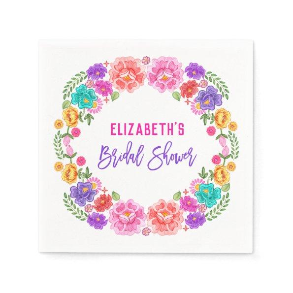 Trendy Floral Fiesta Mexican Bridal Shower Napkins