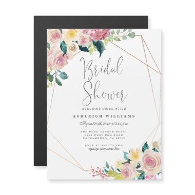 Trendy Floral Greenery Geometric Bridal Shower Magnetic Invitations