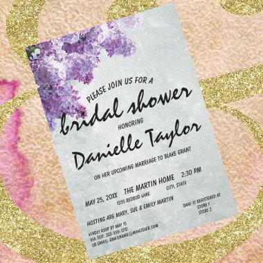 Trendy Floral Lilac Bloom Bridal Shower Invitations