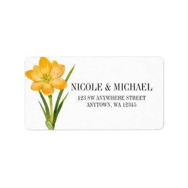 Trendy Flower yellow crocus daffodil wedding Label