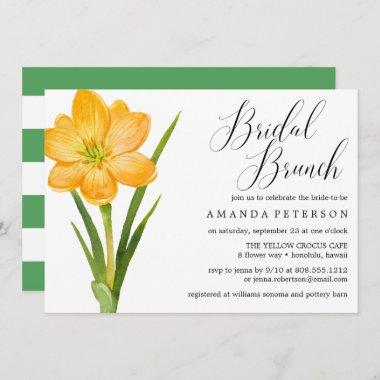 Trendy Flower YELLOW CROCUS wedding Bridal Brunch Invitations