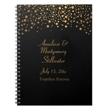 Trendy Gold Dots on Black Notebook