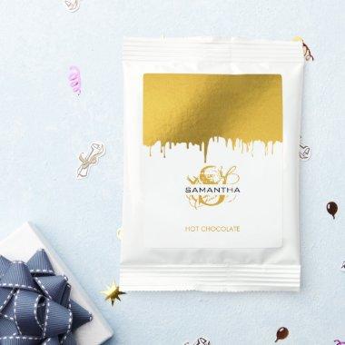 Trendy Gold Metallic Drips Monogram Hot Chocolate Drink Mix
