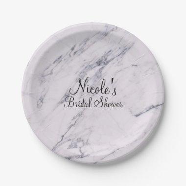 Trendy Modern Marble Elegant Wedding Party Paper Plates