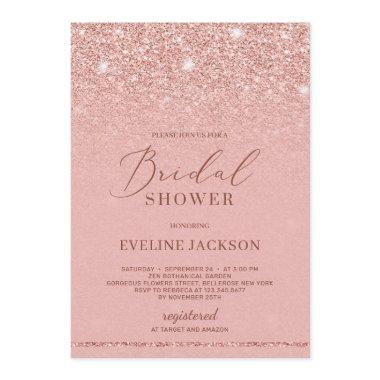 Trendy modern rose gold glitter bridal shower Invitations