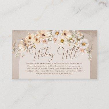 Trendy neutral wildflowers boho arch Wishing well Enclosure Invitations