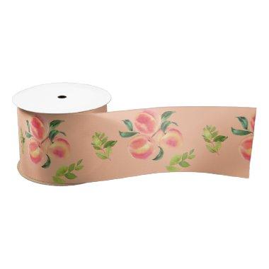 Trendy Peach Color Watercolor Fruit Satin Ribbon