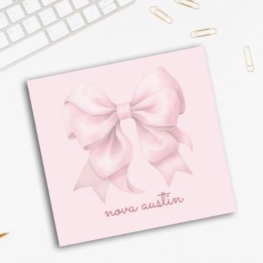 Trendy Pink Bow Personalized With Name Monogram Post-it Notes