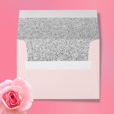 Trendy Pink Silver Glitter Elegant Envelope