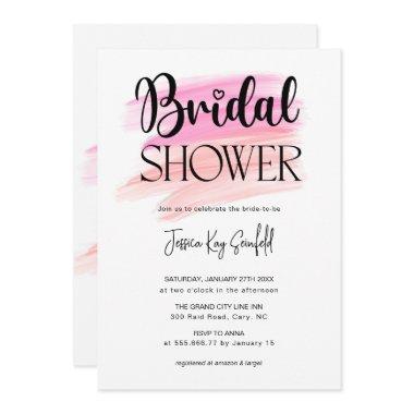 Trendy Rainbow Brush Strokes Bridal Shower Invitations