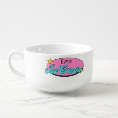 Trendy Retro Typography With Name Ice Cream Bowl