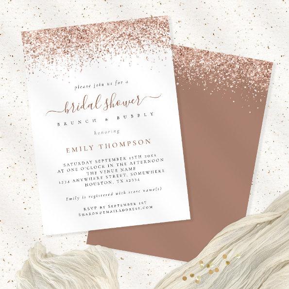 Trendy Rose Gold Glitter Bridal Shower Invitations