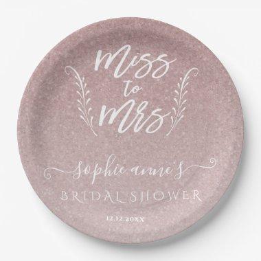 Trendy Rose Gold Miss To Mrs  Paper Plates